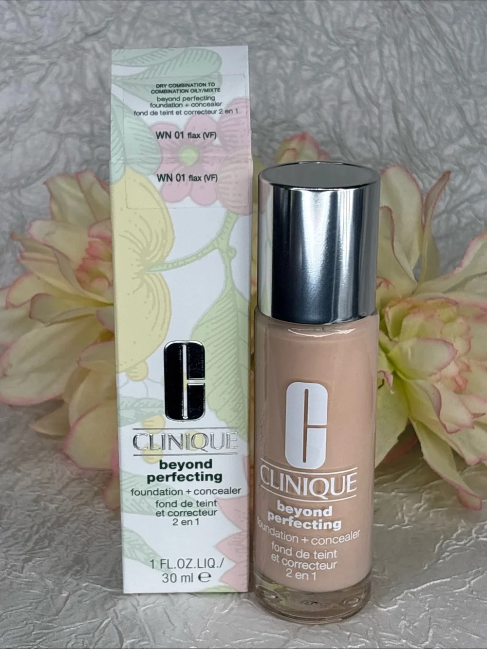 Clinique Beyond Perfecting Foundation + Concealer WN 01 Flax (VF) FSize NIB